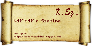 Kádár Szabina névjegykártya